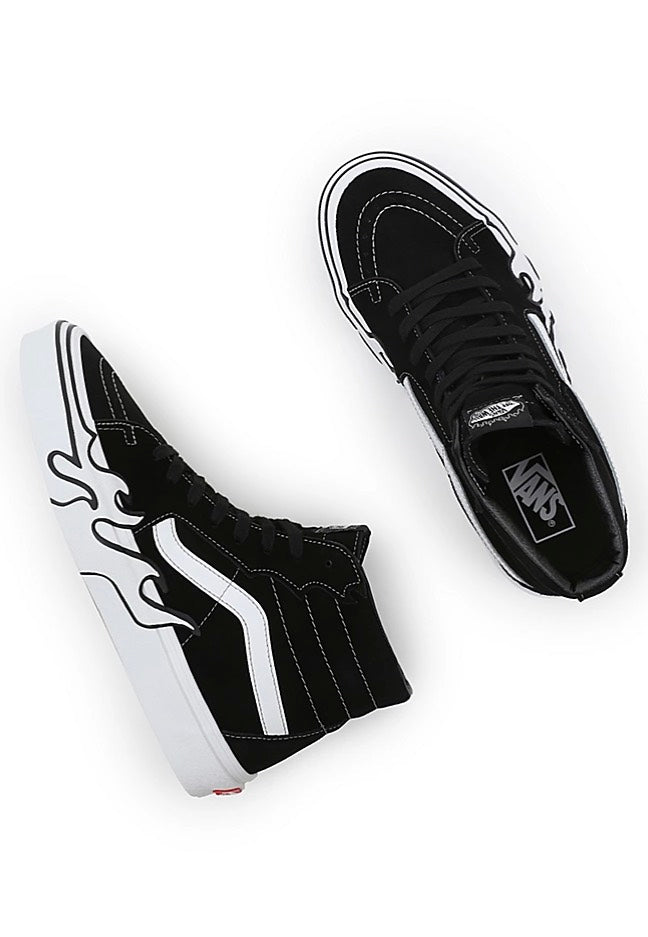 Vans Sk8 Hi Flame Suede Black/White Shoes Impericon