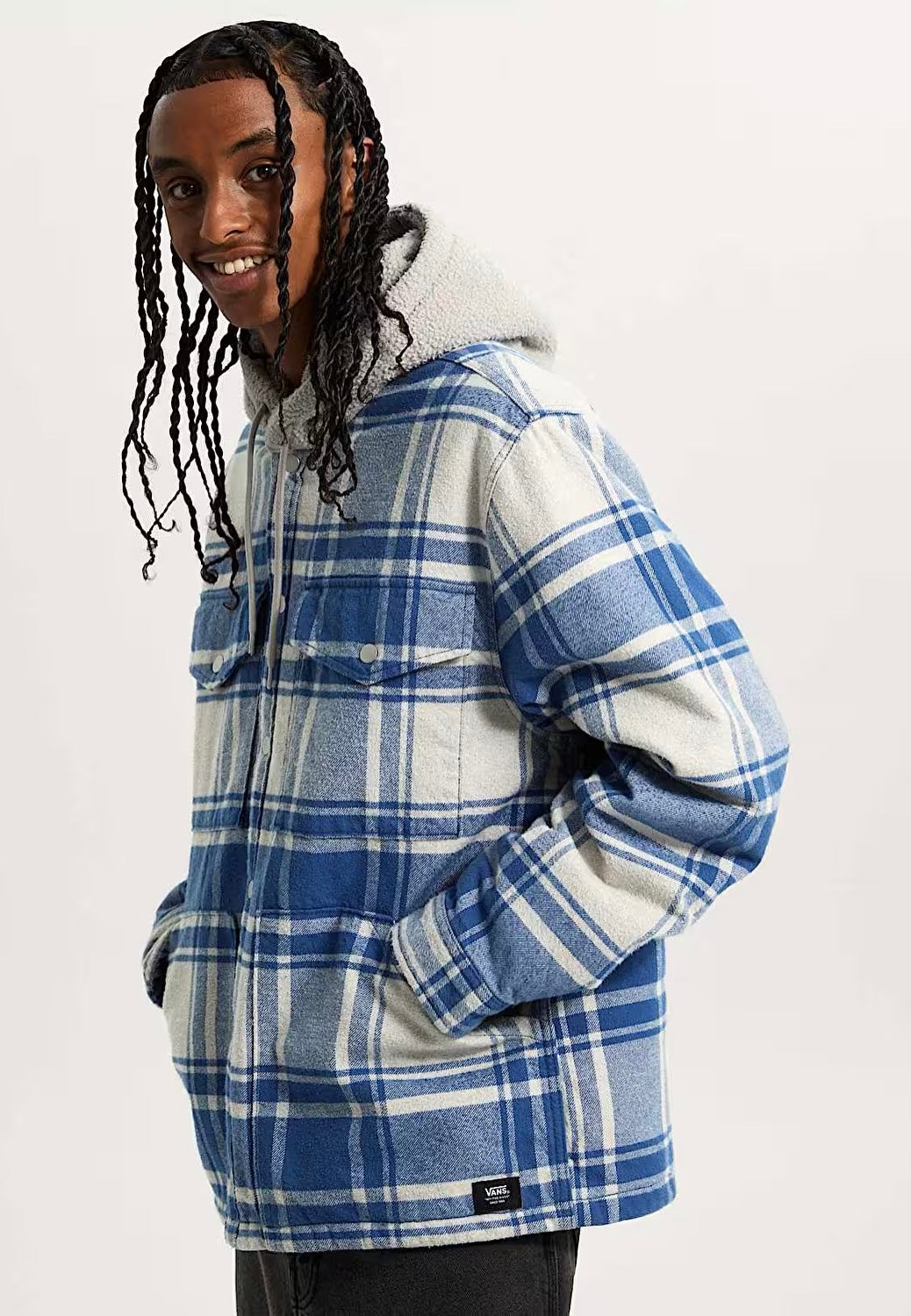 Vans - Piedmont Hooded Plaid Oatmeal Heather/True Navy - Jacket | Men-Image