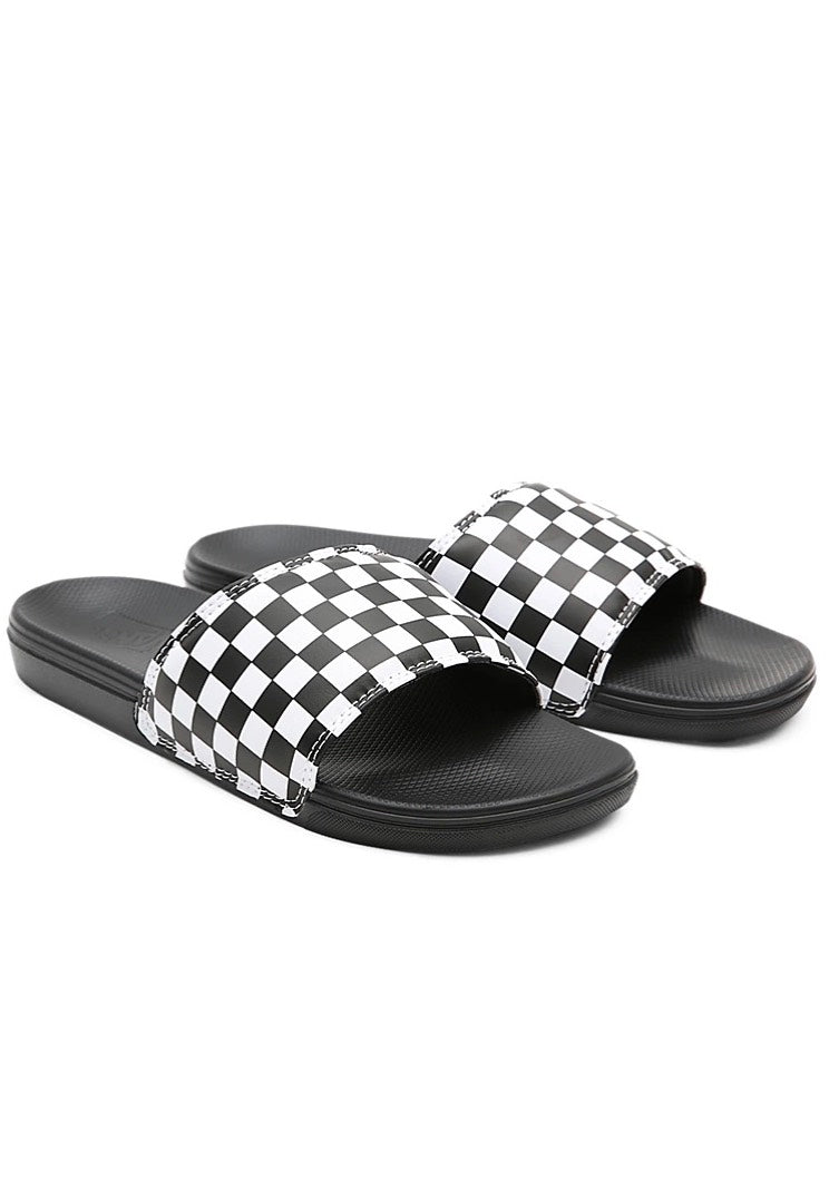 Vans - La Costa Slide On (Checkerboard) True White/Black - Slides | Neutral-Image