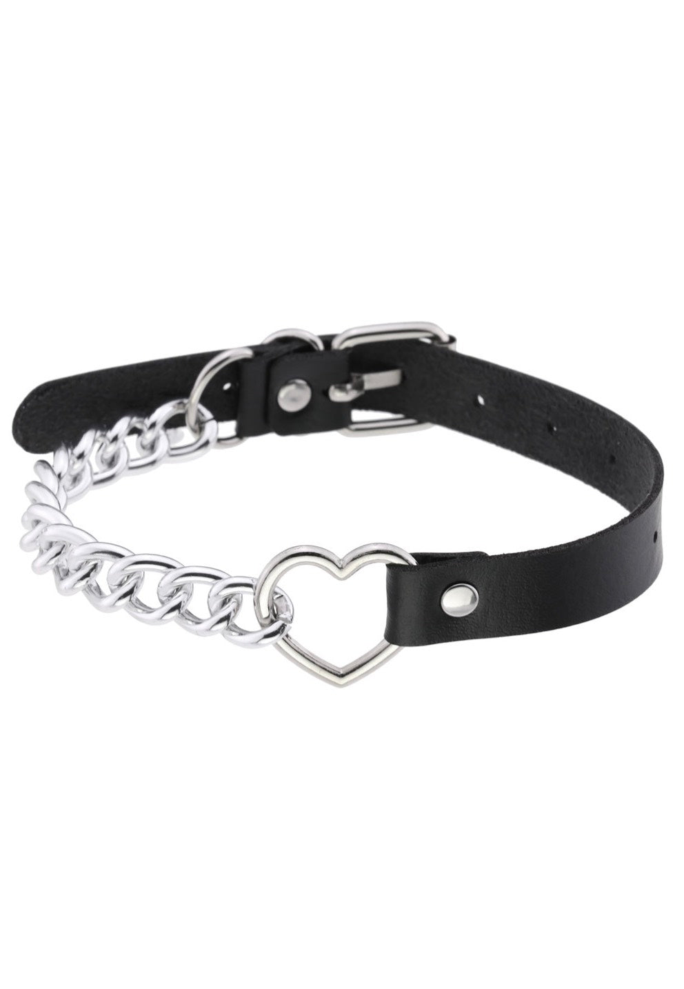 Bullet69 - Heart Half Chain Neckband Black/Silver - Choker | Neutral-Image
