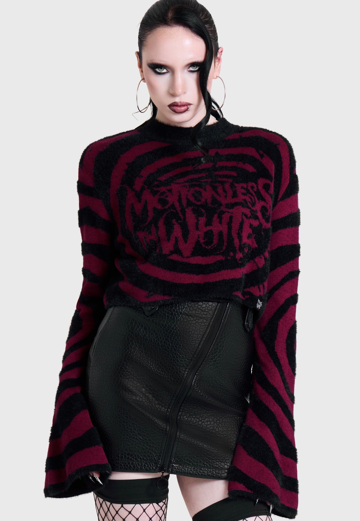 Killstar x Motionless in White Voices Spiral Crop Knit Multi Pullover | Women-Image