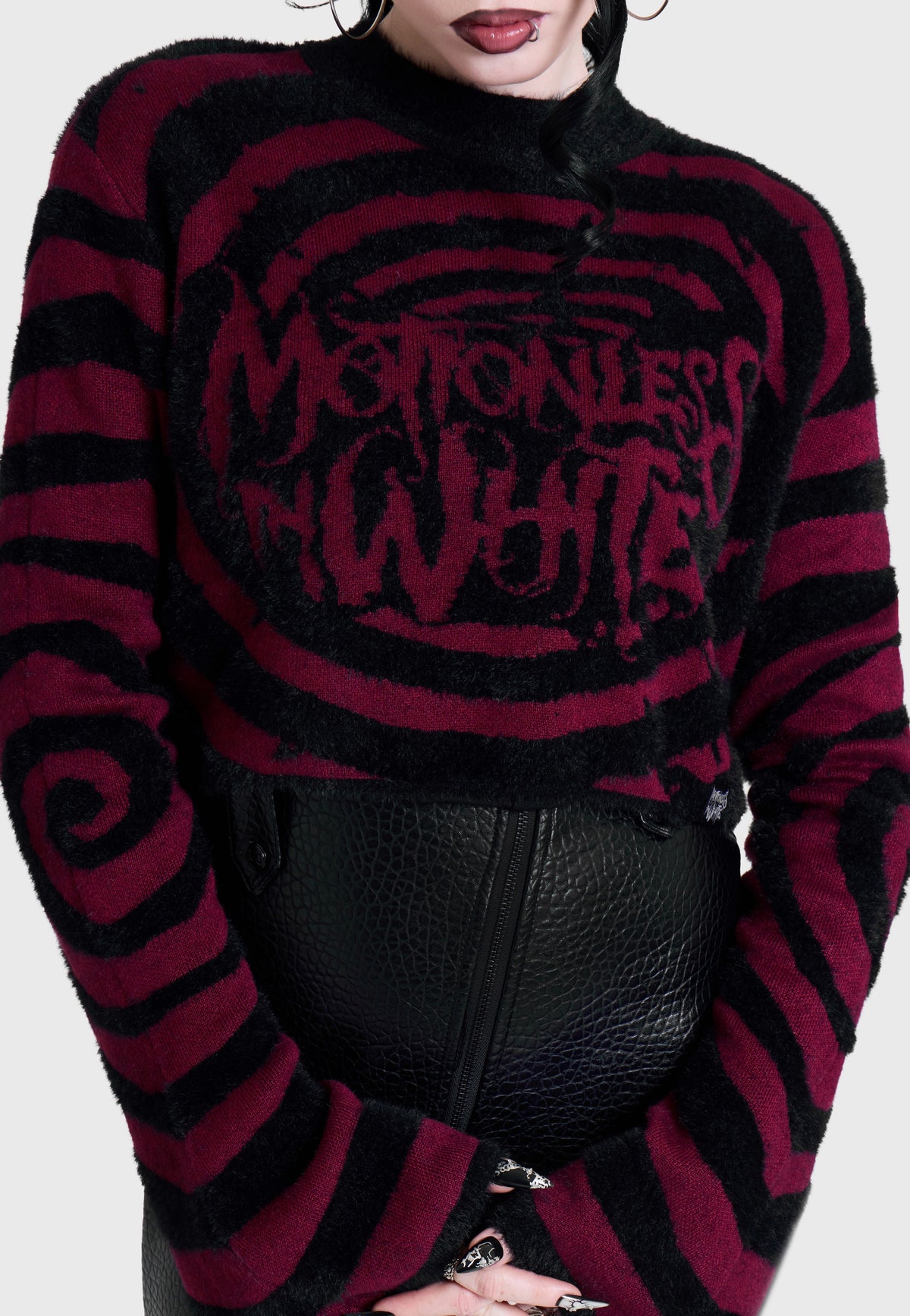 Killstar x Motionless in White Voices Spiral Crop Knit Multi Pullover | Women-Image