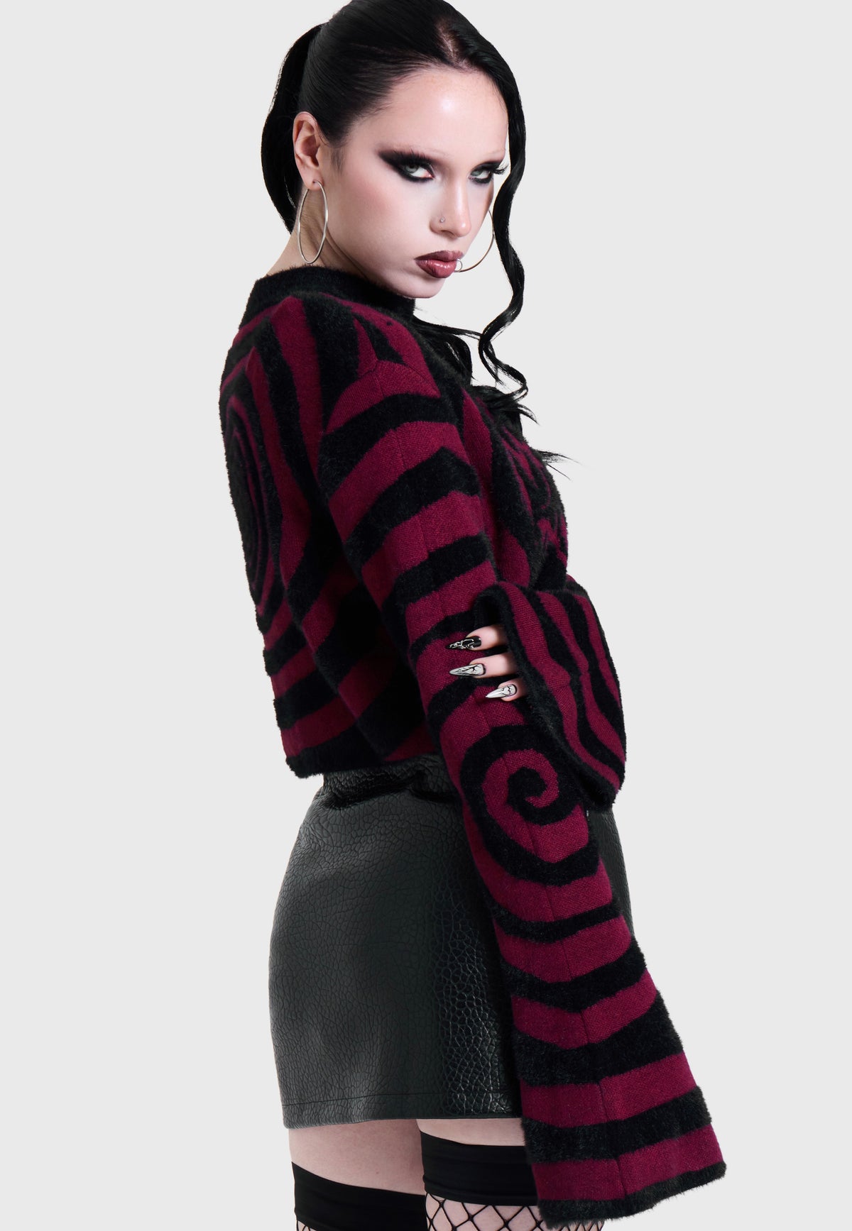 Killstar x Motionless in White Voices Spiral Crop Knit Multi Pullover | Women-Image