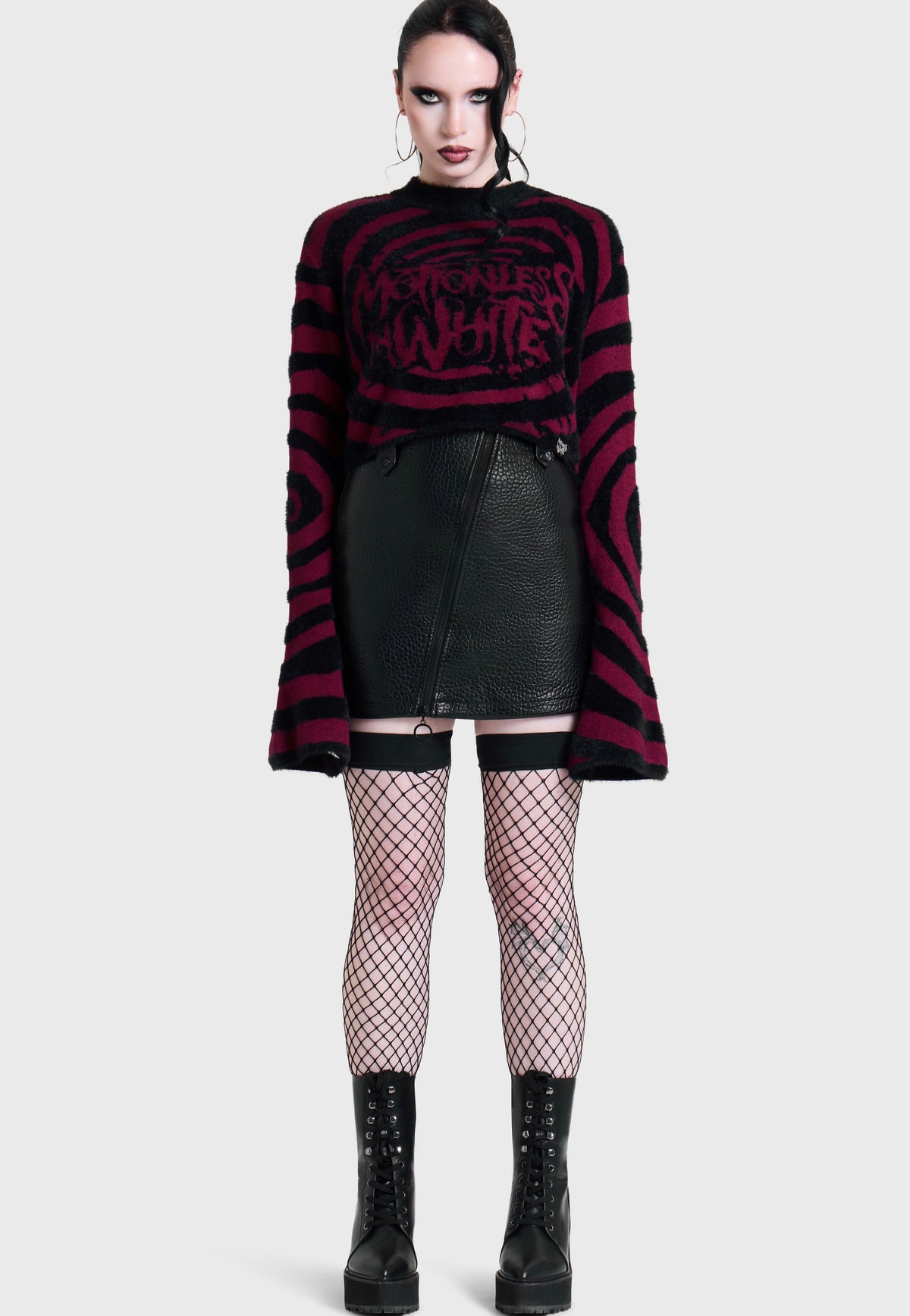 Killstar x Motionless in White Voices Spiral Crop Knit Multi Pullover | Women-Image