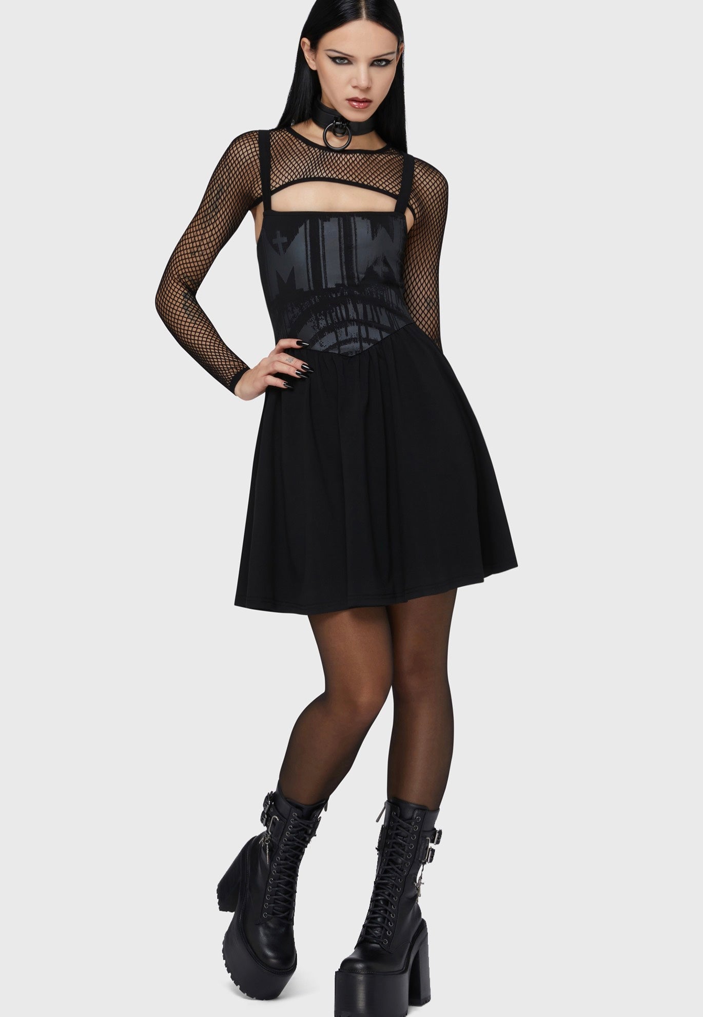 Killstar x Motionless In White - Voices Spiral Mini Black - Dress | Women-Image