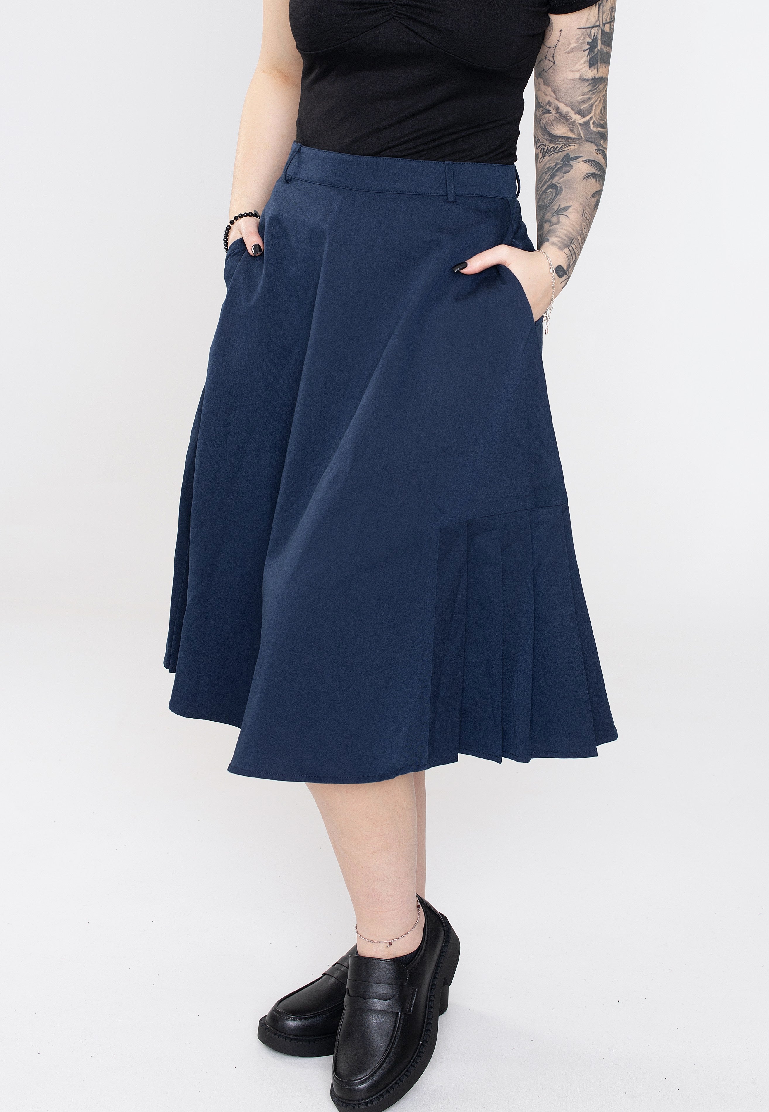 Voodoo Vixen - Nyla Knee Length Navy - Skirt | Women-Image