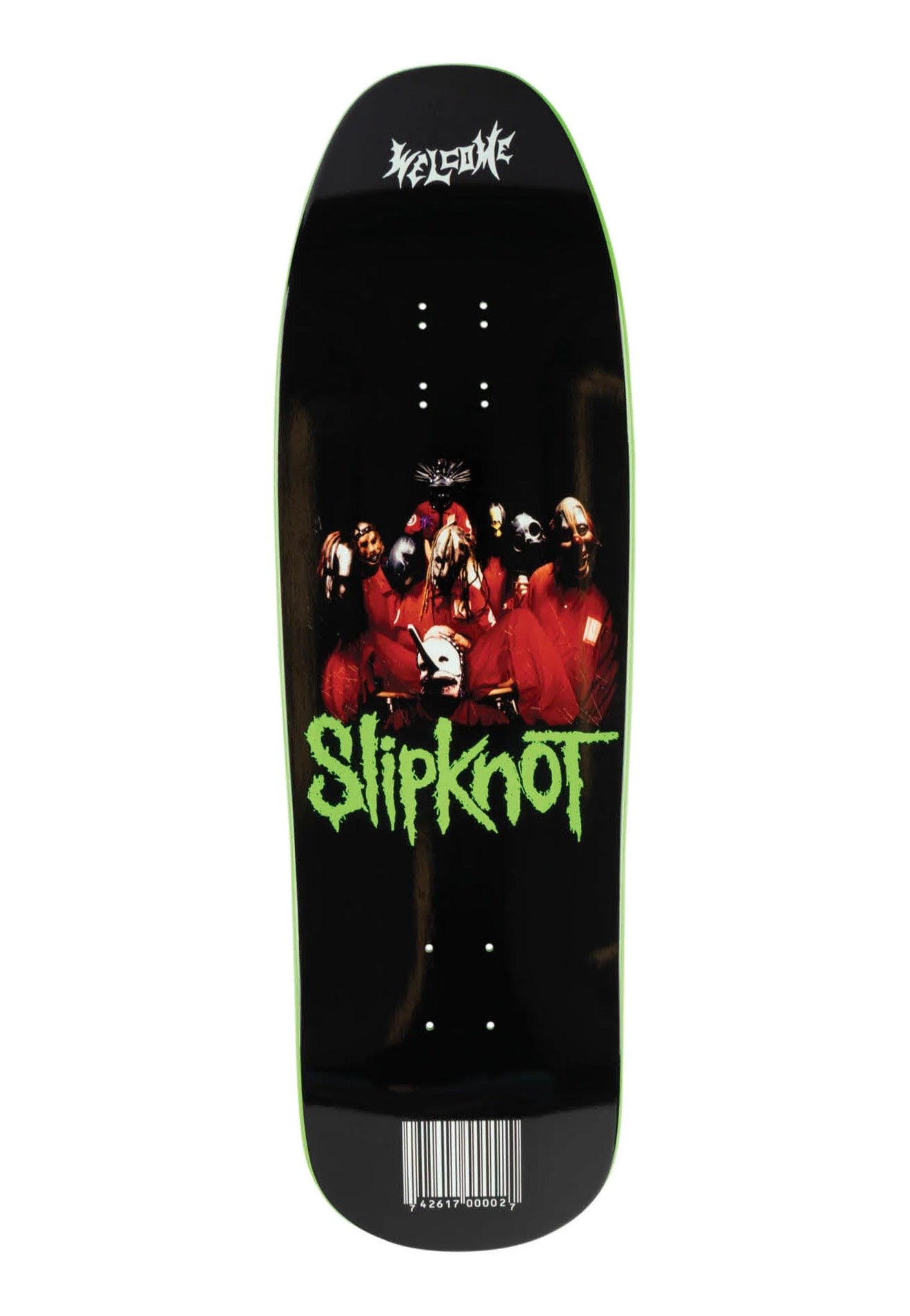 Welcome x Slipknot - Self-Titled on Gaia 9.67" Black/Green Dip - Skate Deck | Neutral-Image