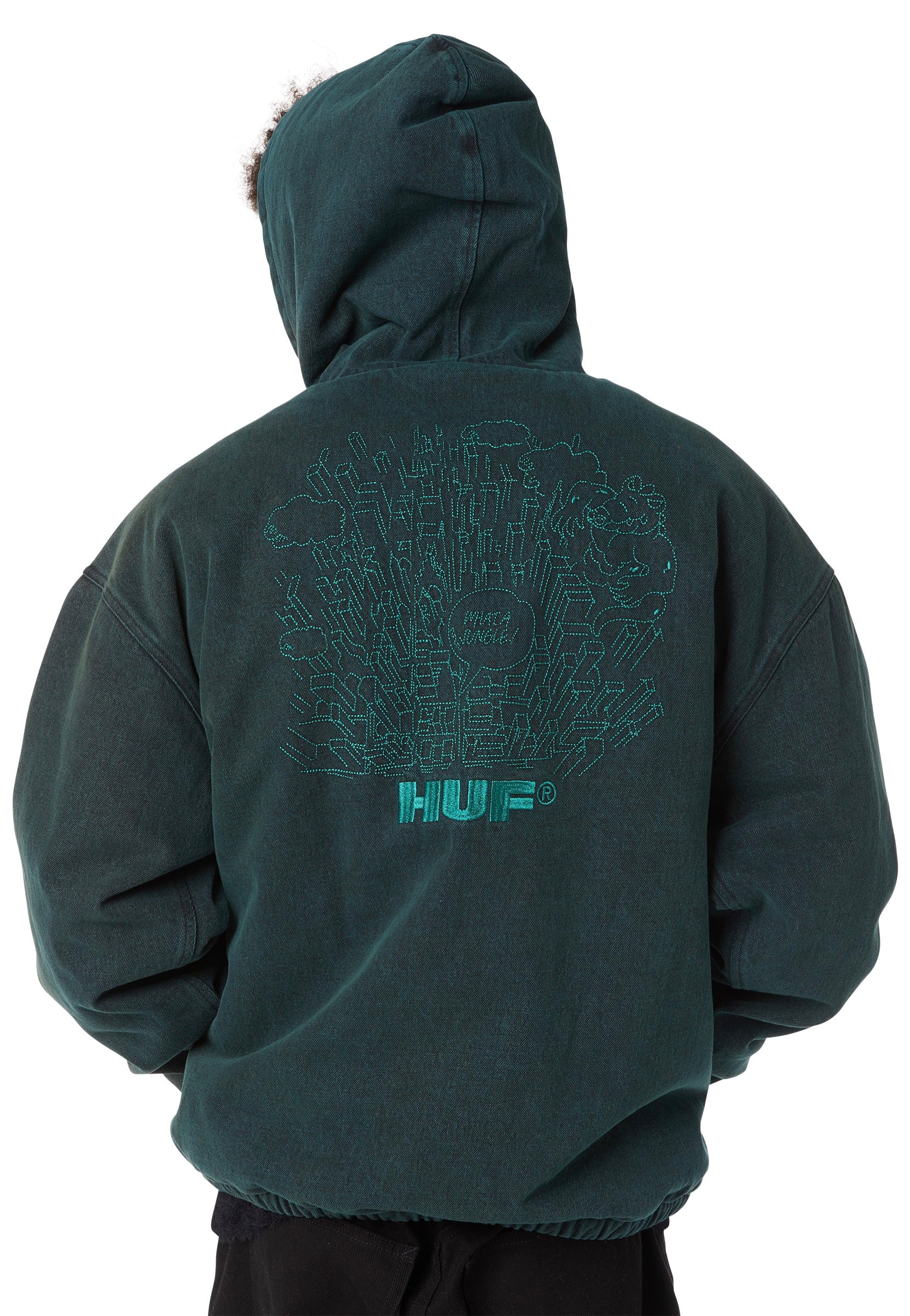 HUF - What A Jungle Denim Work Evergreen - Jacket | Men-Image