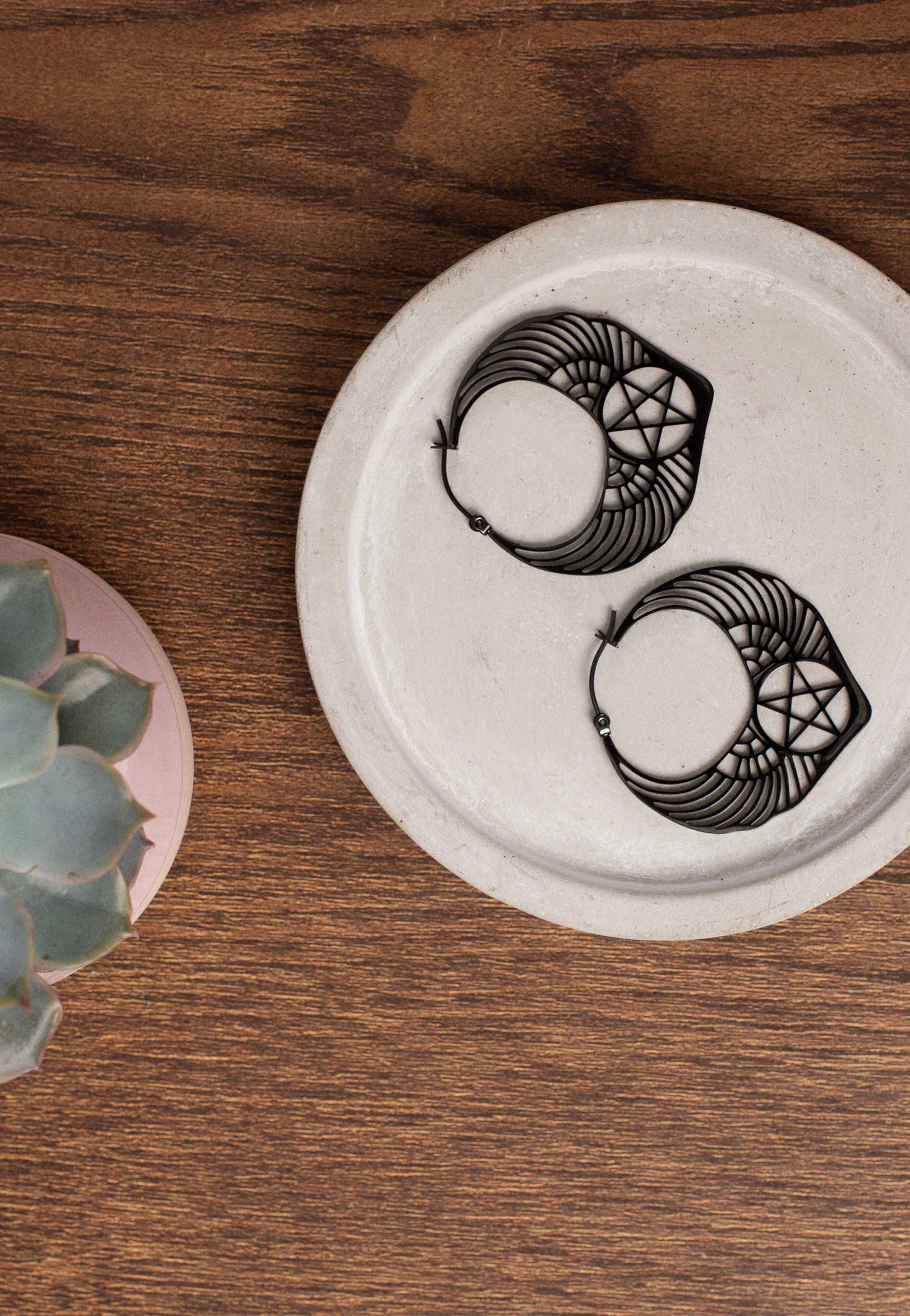 Wildcat - Winged Pentagram - Earrings | Neutral-Image