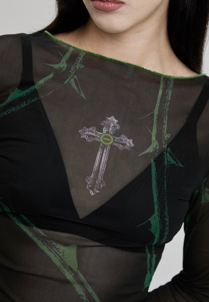 Mary Wyatt x Type O Negative - Wolf Moon Long Sleeve Mesh - Top | Women-Image