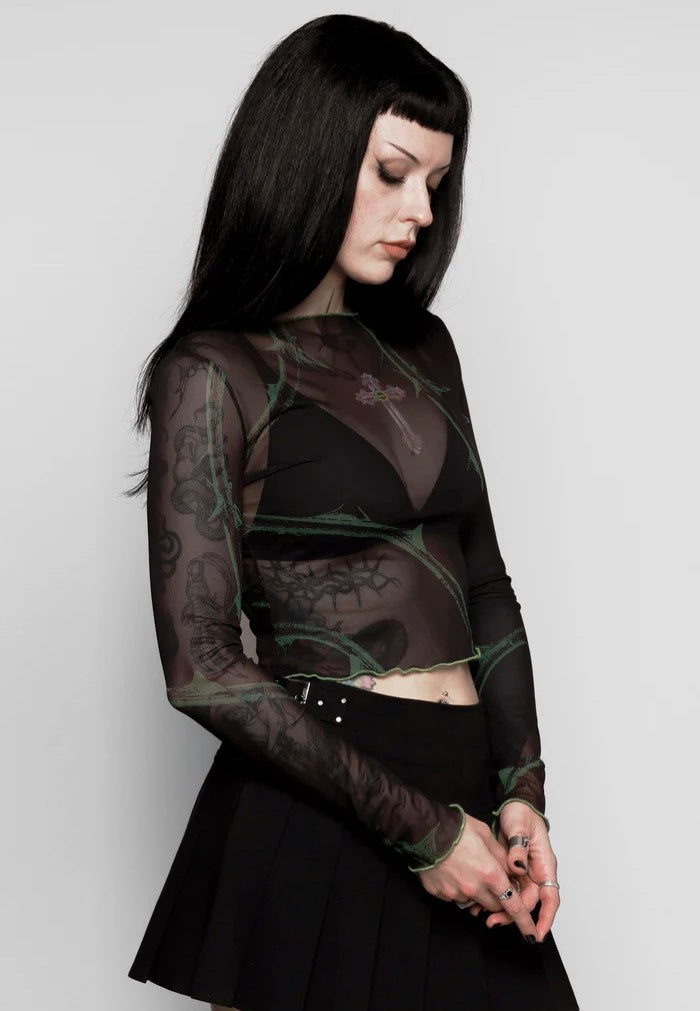 Mary Wyatt x Type O Negative - Wolf Moon Long Sleeve Mesh - Top | Women-Image