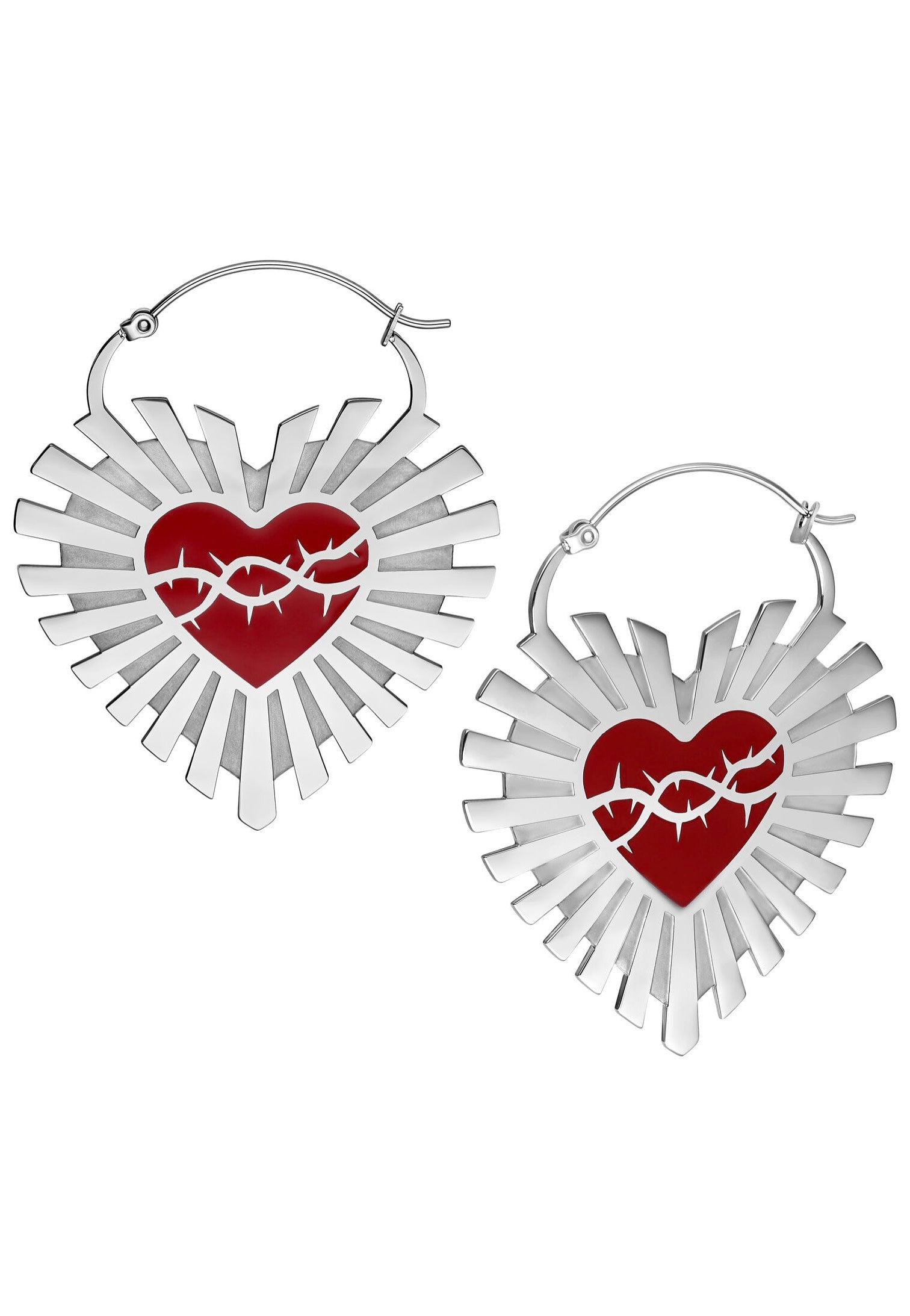 Wildcat - Barbed Wire Sacred Heart Silver - Earrings | Neutral-Image