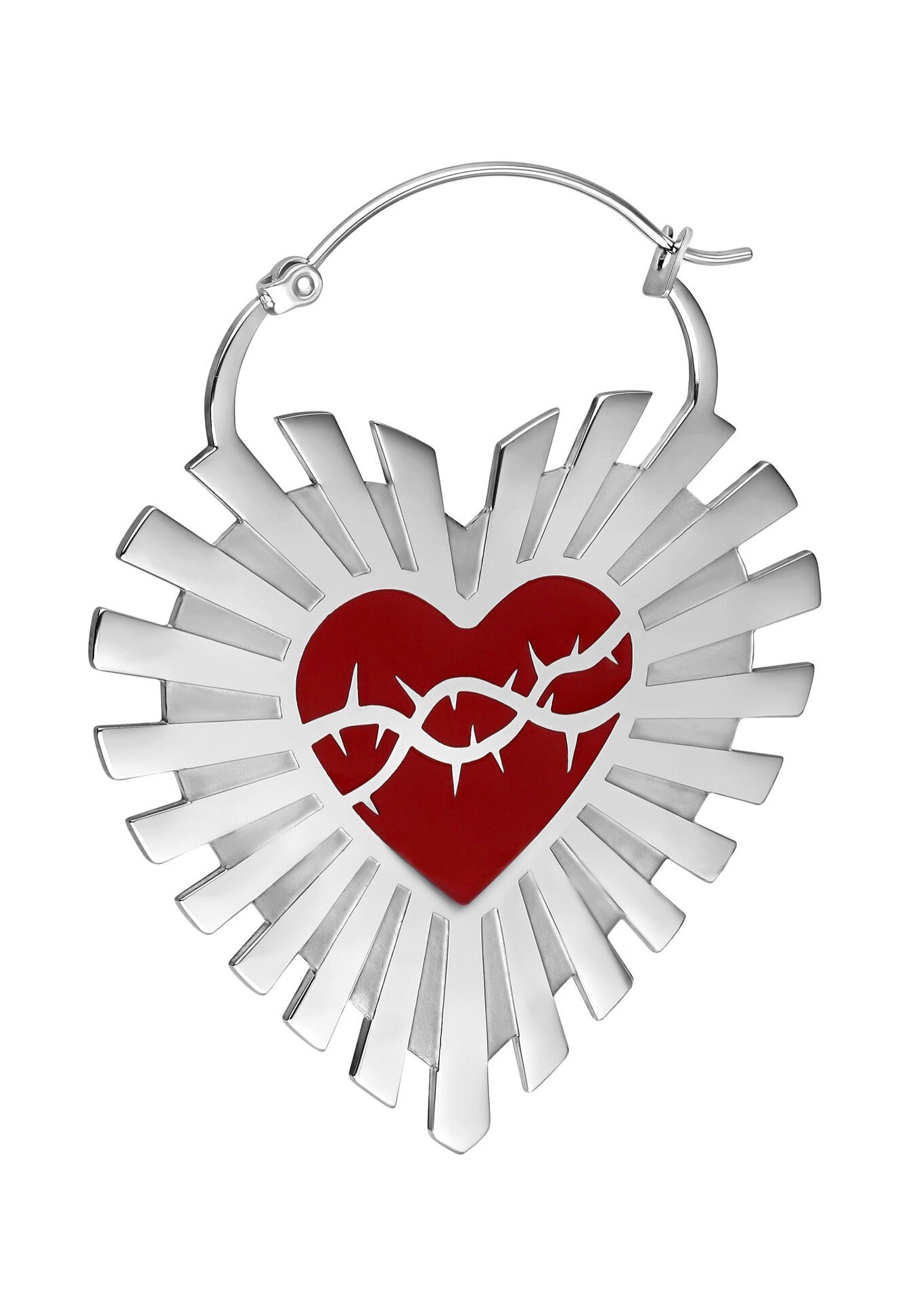 Wildcat - Barbed Wire Sacred Heart Silver - Earrings | Neutral-Image