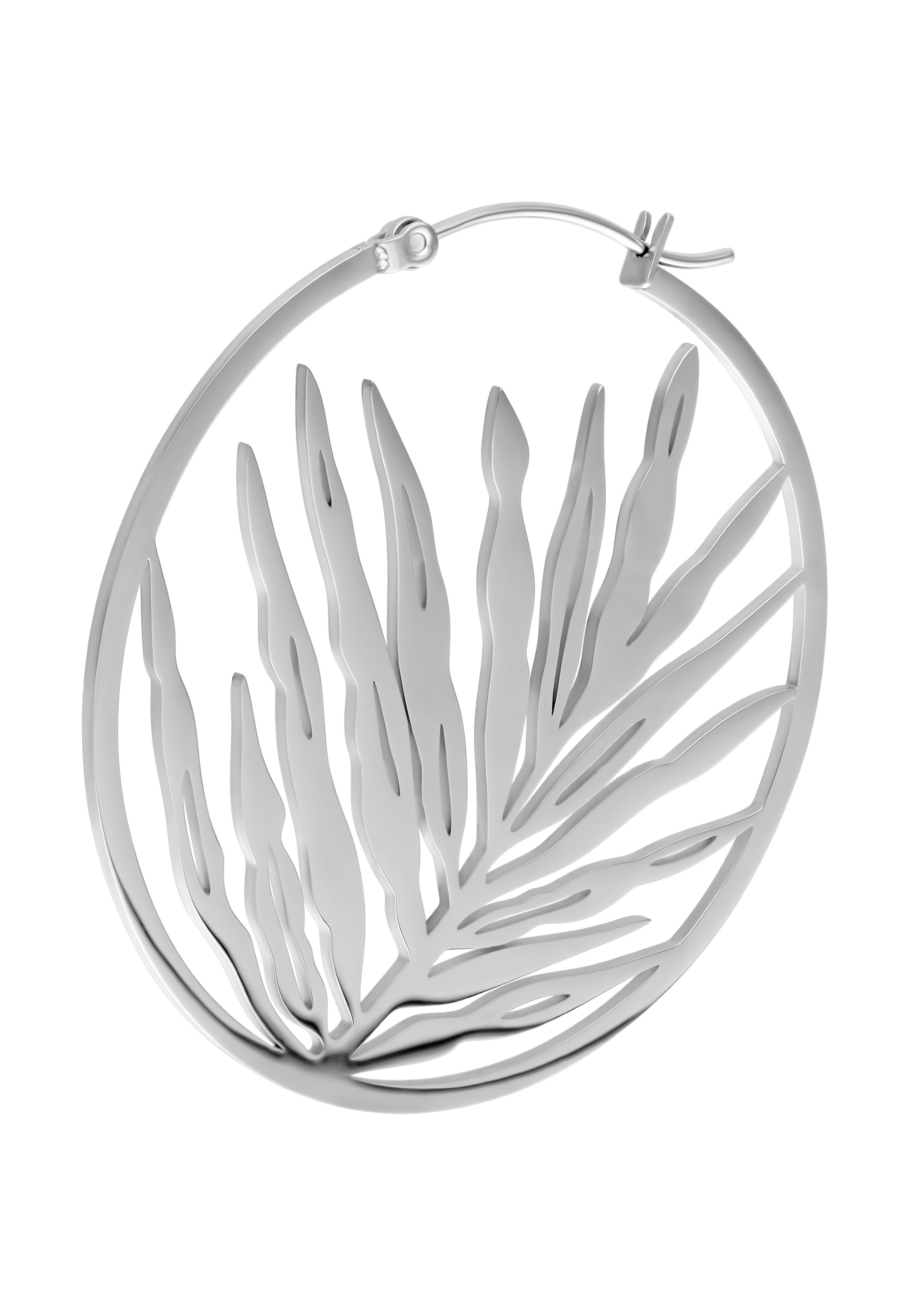 Wildcat - Noble Leaf Hoops Pair Silver - Earrings | Neutral-Image