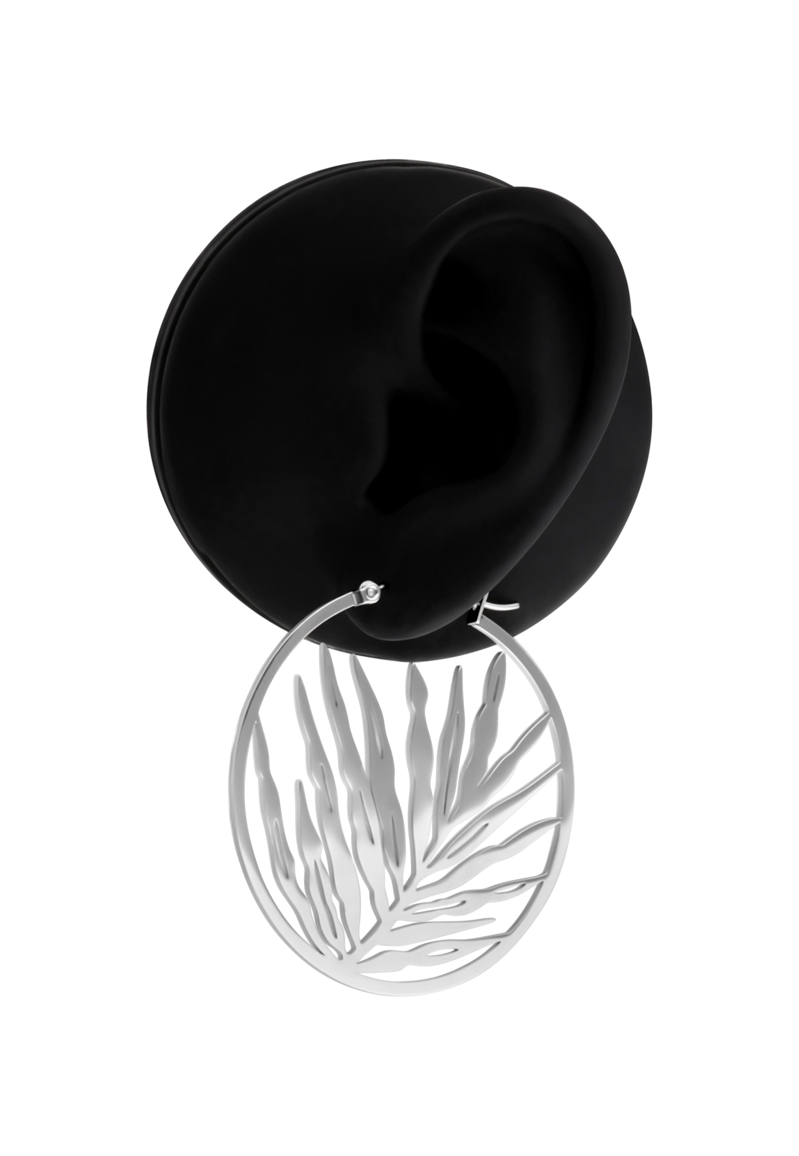 Wildcat - Noble Leaf Hoops Pair Silver - Earrings | Neutral-Image