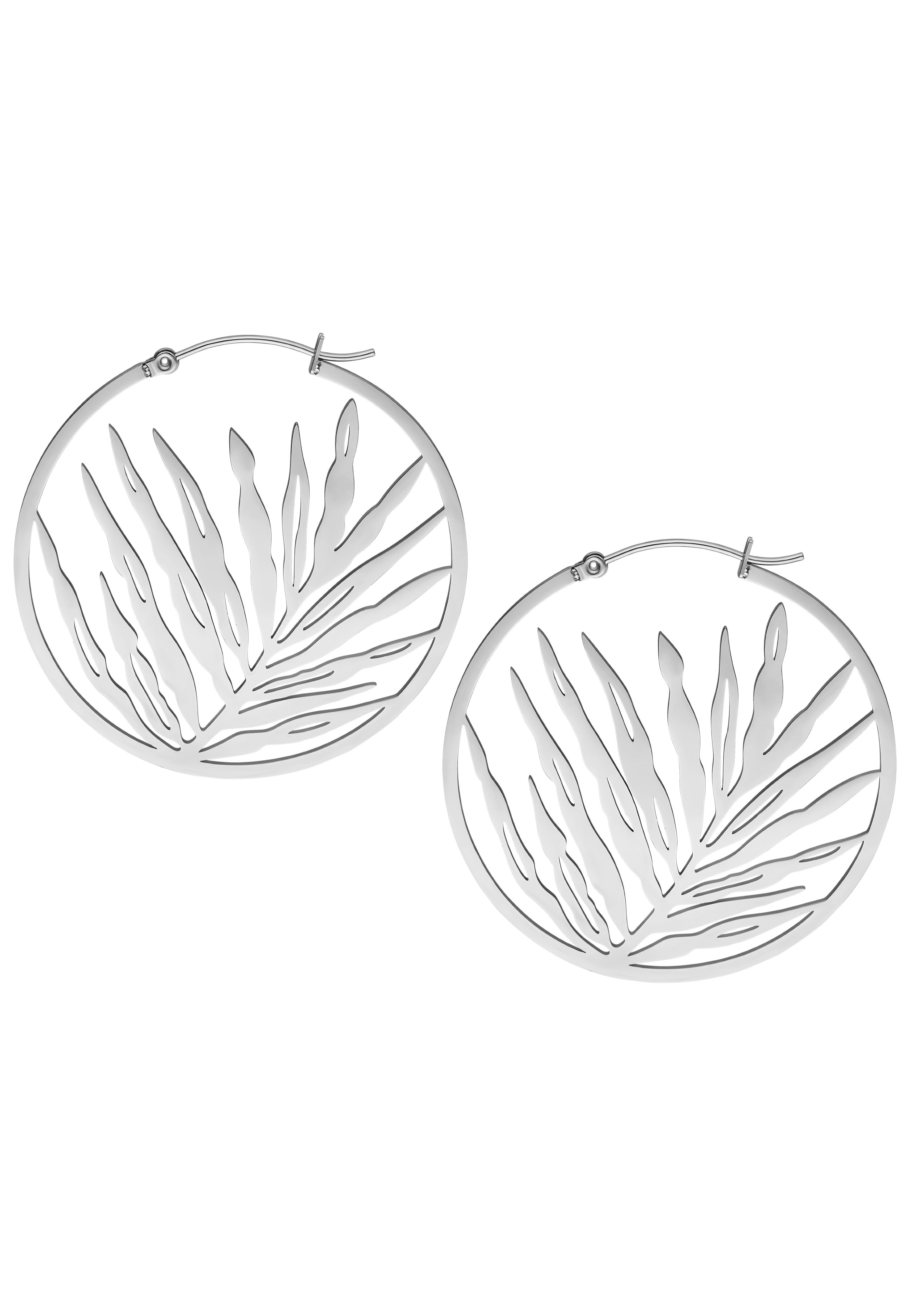 Wildcat - Noble Leaf Hoops Pair Silver - Earrings | Neutral-Image
