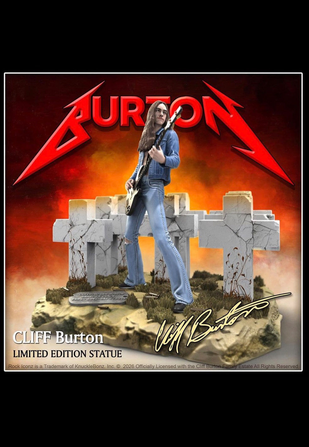 Metallica Cliff Burton III Rock Iconz Statue | Neutral-Image