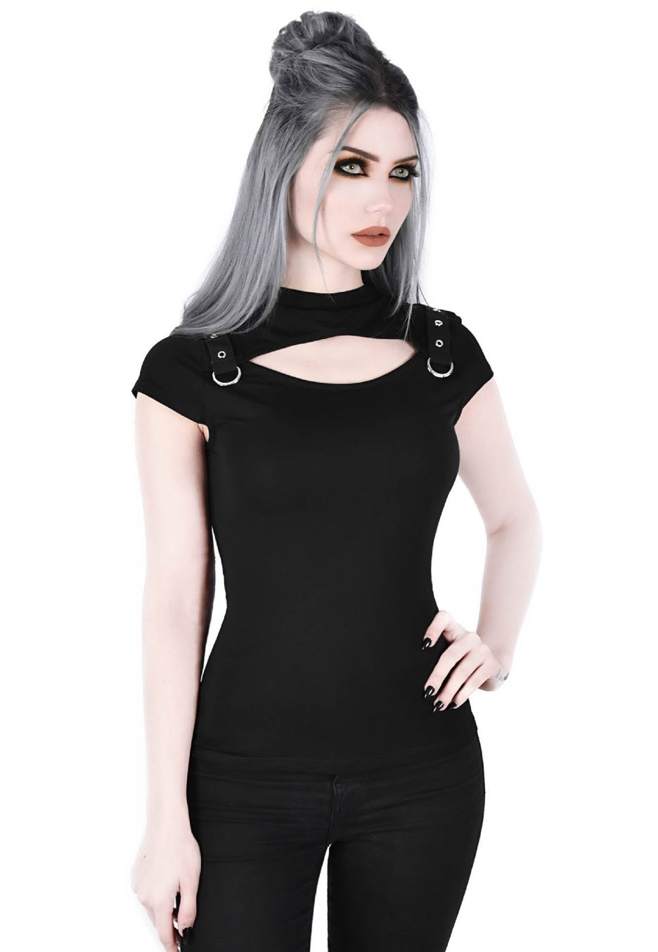 Killstar - Xara Keyhole Black - Top | Women-Image