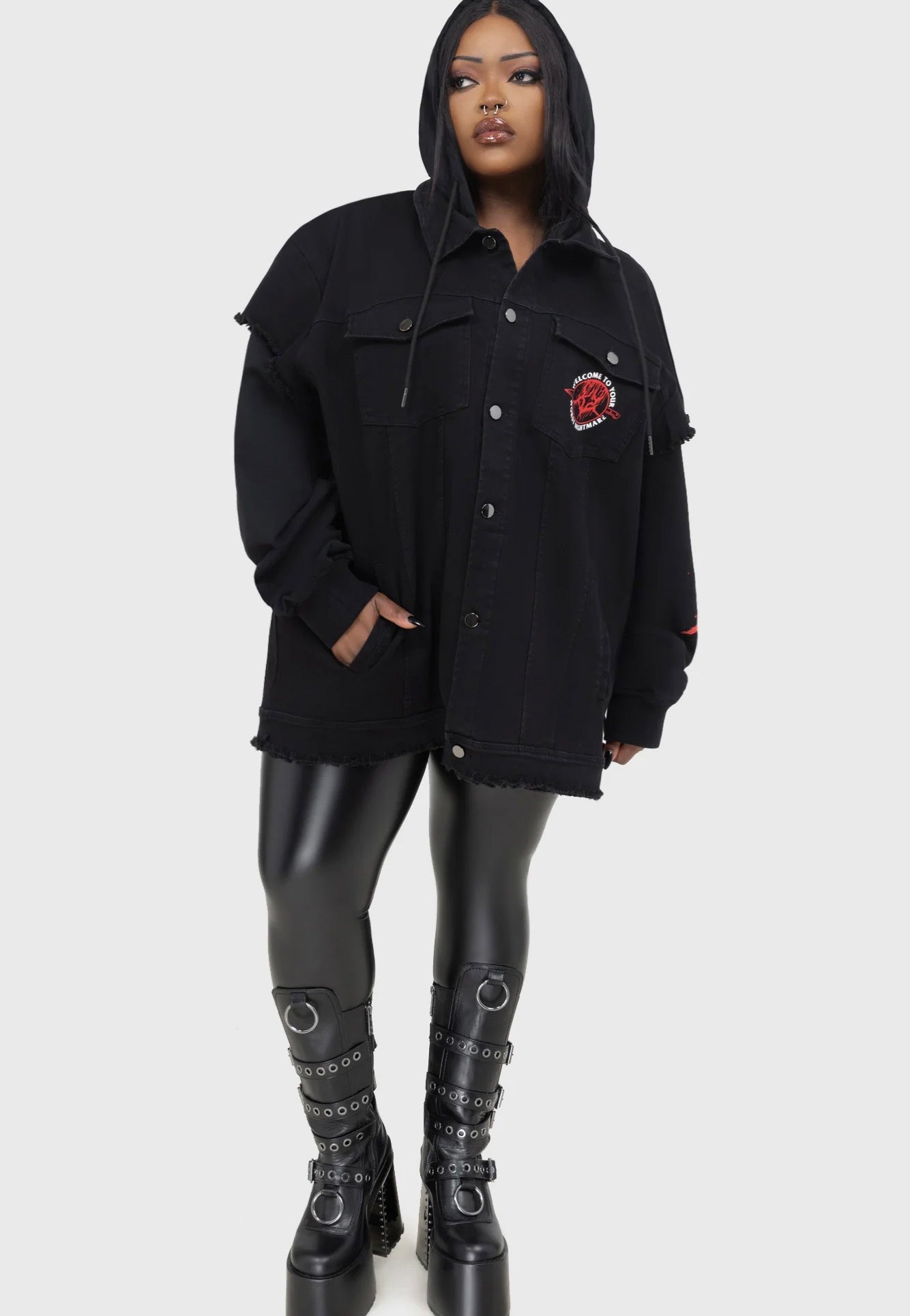 Killstar x Ice Nine Kills - Your Worst Nightmare Hooded Black - Jeans Jacket | Women-Image