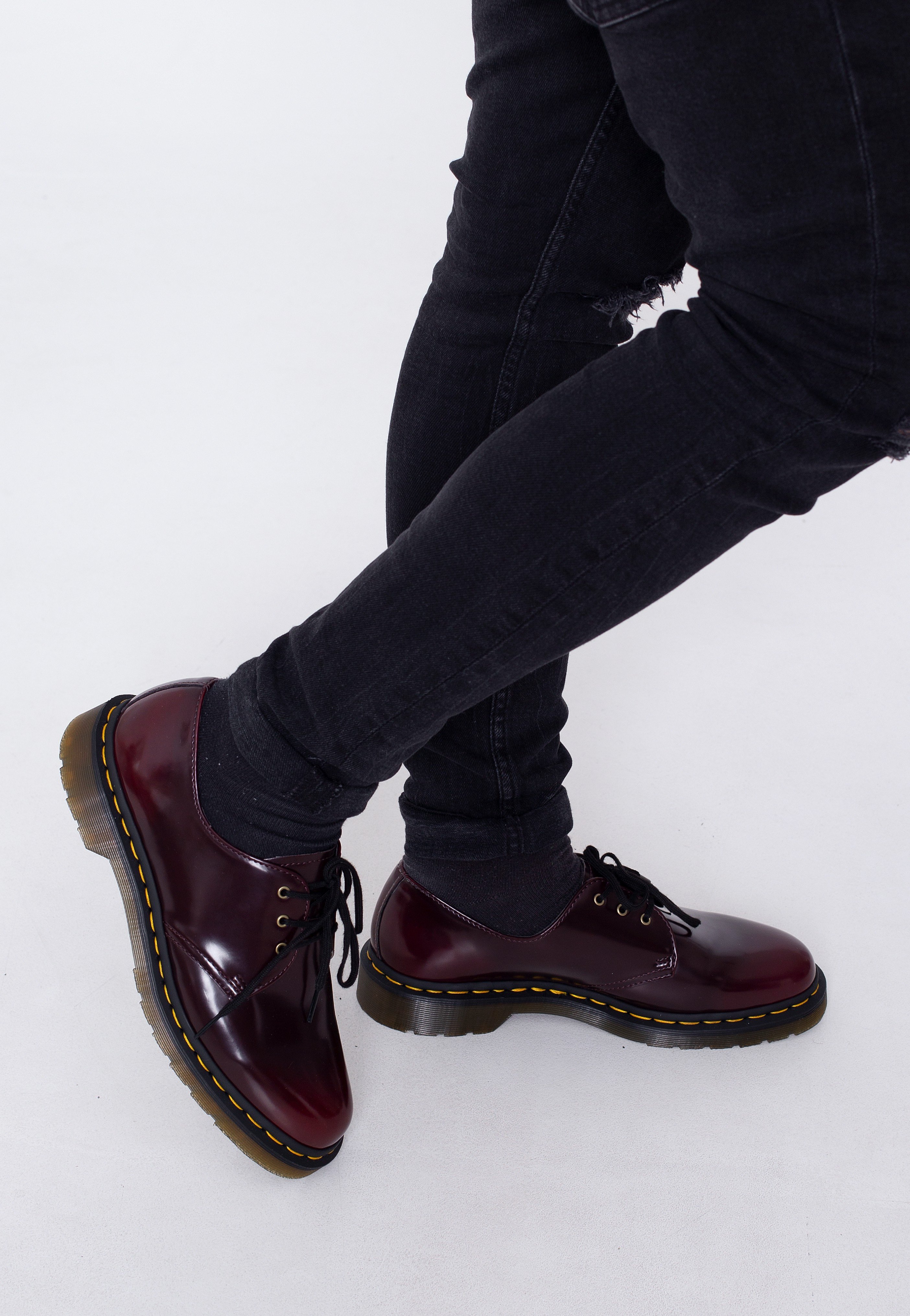 Dr. Martens - Vegan 1461 Cherry Red Oxford Rub Off - Shoes 