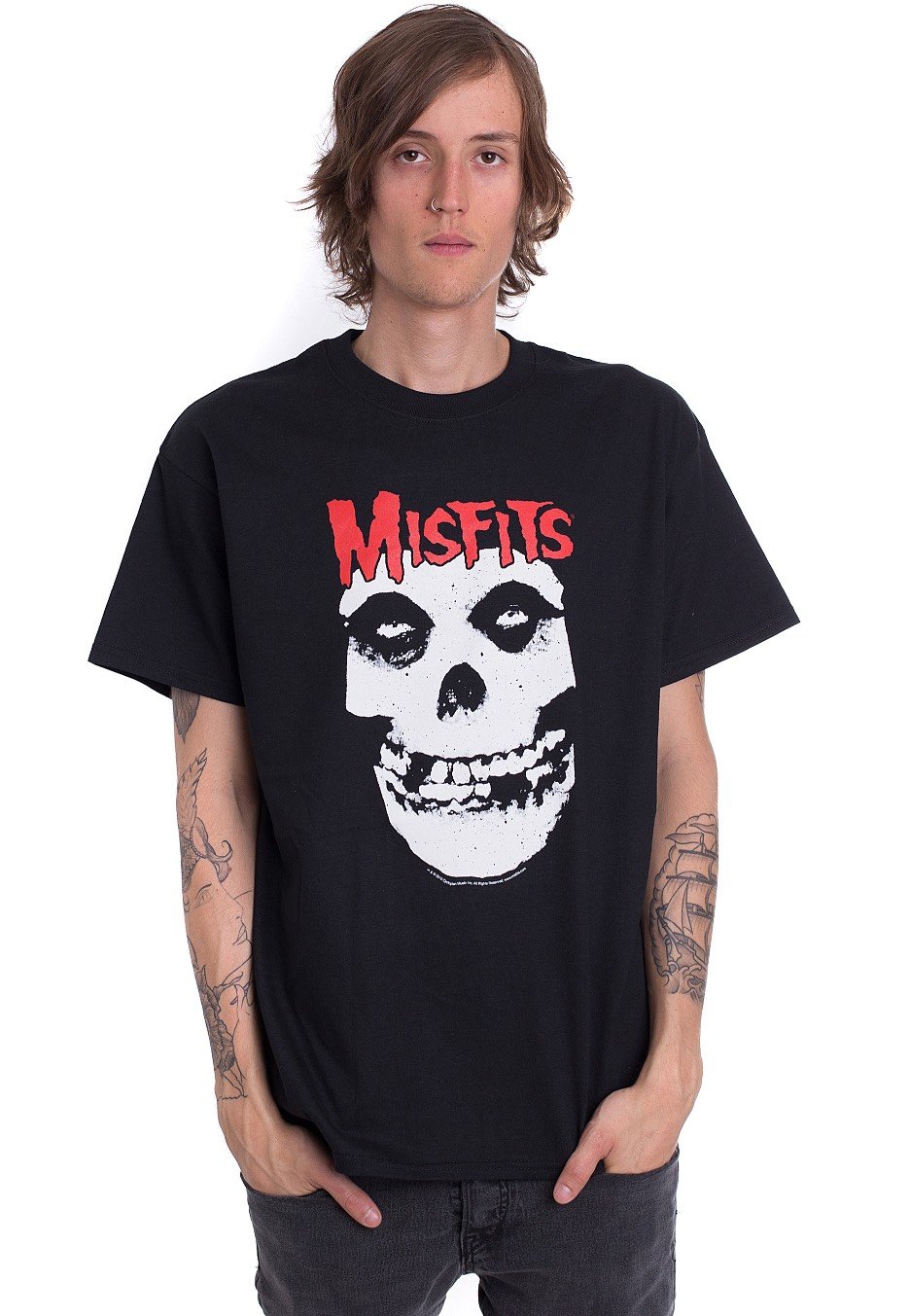 Misfits Red Foil Skull Juniors Ringer T-Shirt 