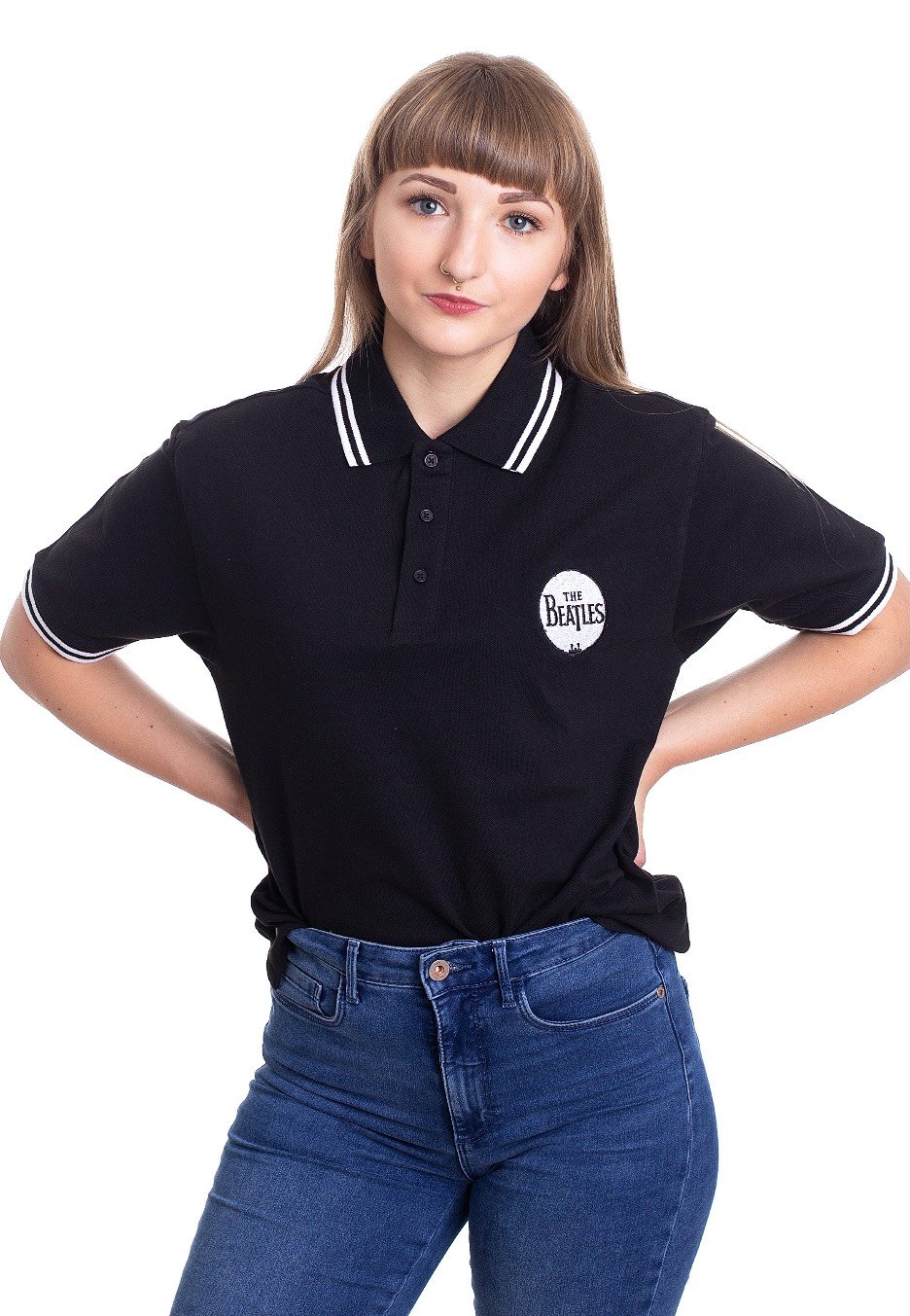 The Beatles Polo Shirt Embroidered Classic Drum Band Logo new Official Unisex